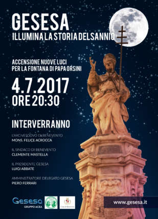 Gesesa illumina la fontana di Papa Orsini, inaugurazione il 4 Luglio
