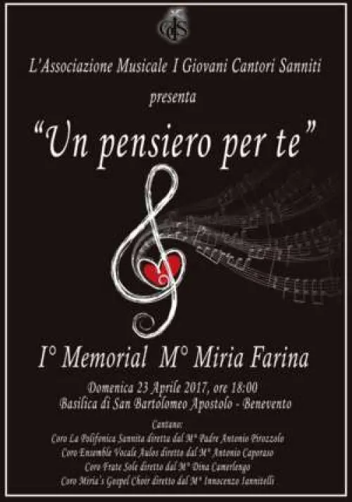 Benevento, i Giovani Cantori Sanniti presentano il ''1 Memorial M. Maria Farina''