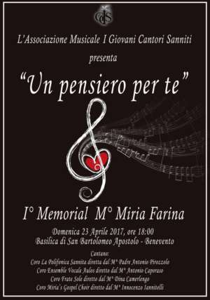 Benevento, i Giovani Cantori Sanniti presentano il ''1 Memorial M. Maria Farina''